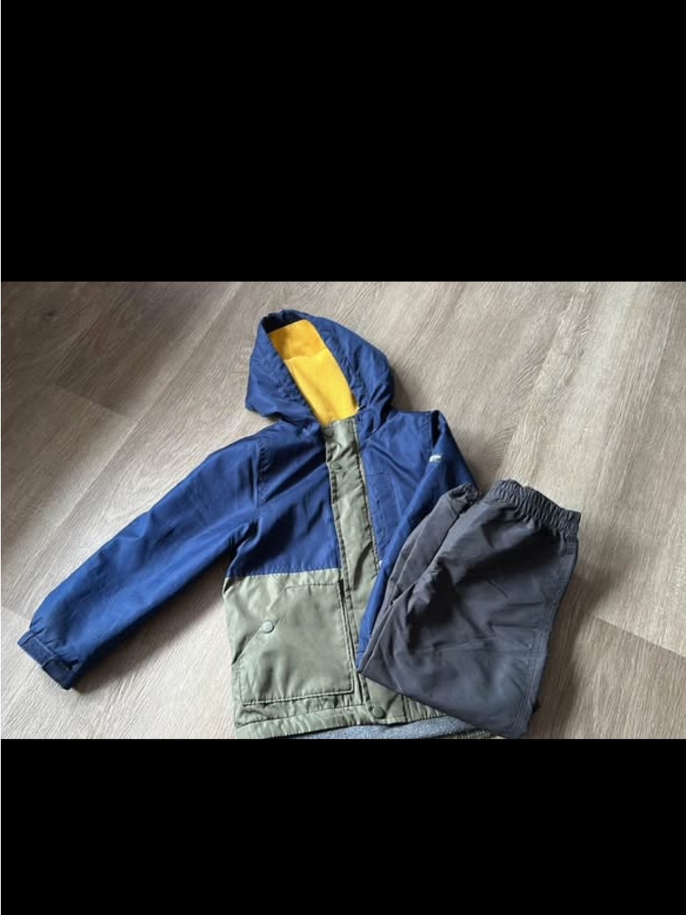 Kids Colorblock Hooded Jacket in Navy, Olive & Yellow